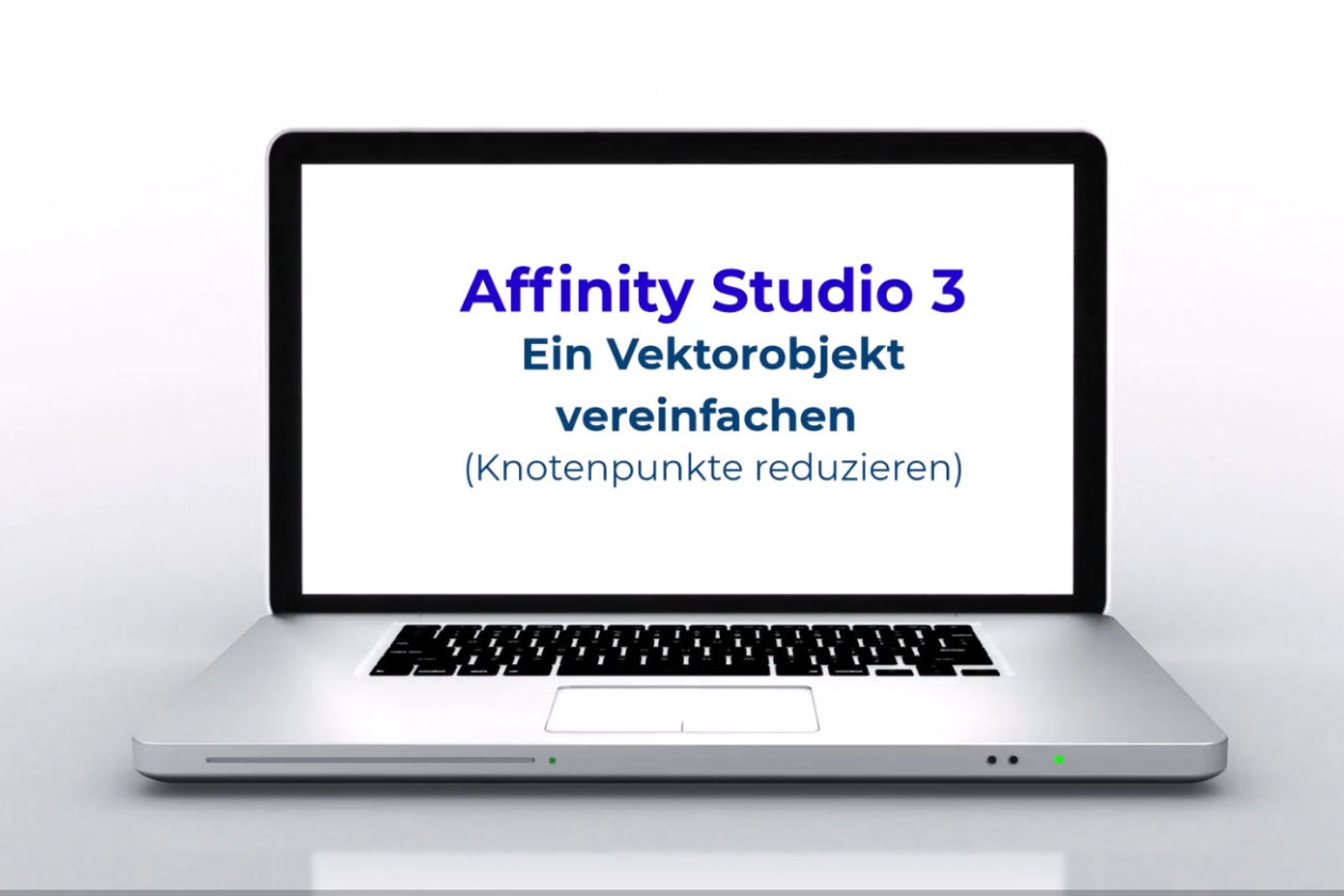 Laptop Aufgeklappt, Affinity Studio 3 Titelbild der Demo des Bild nachzeichnens