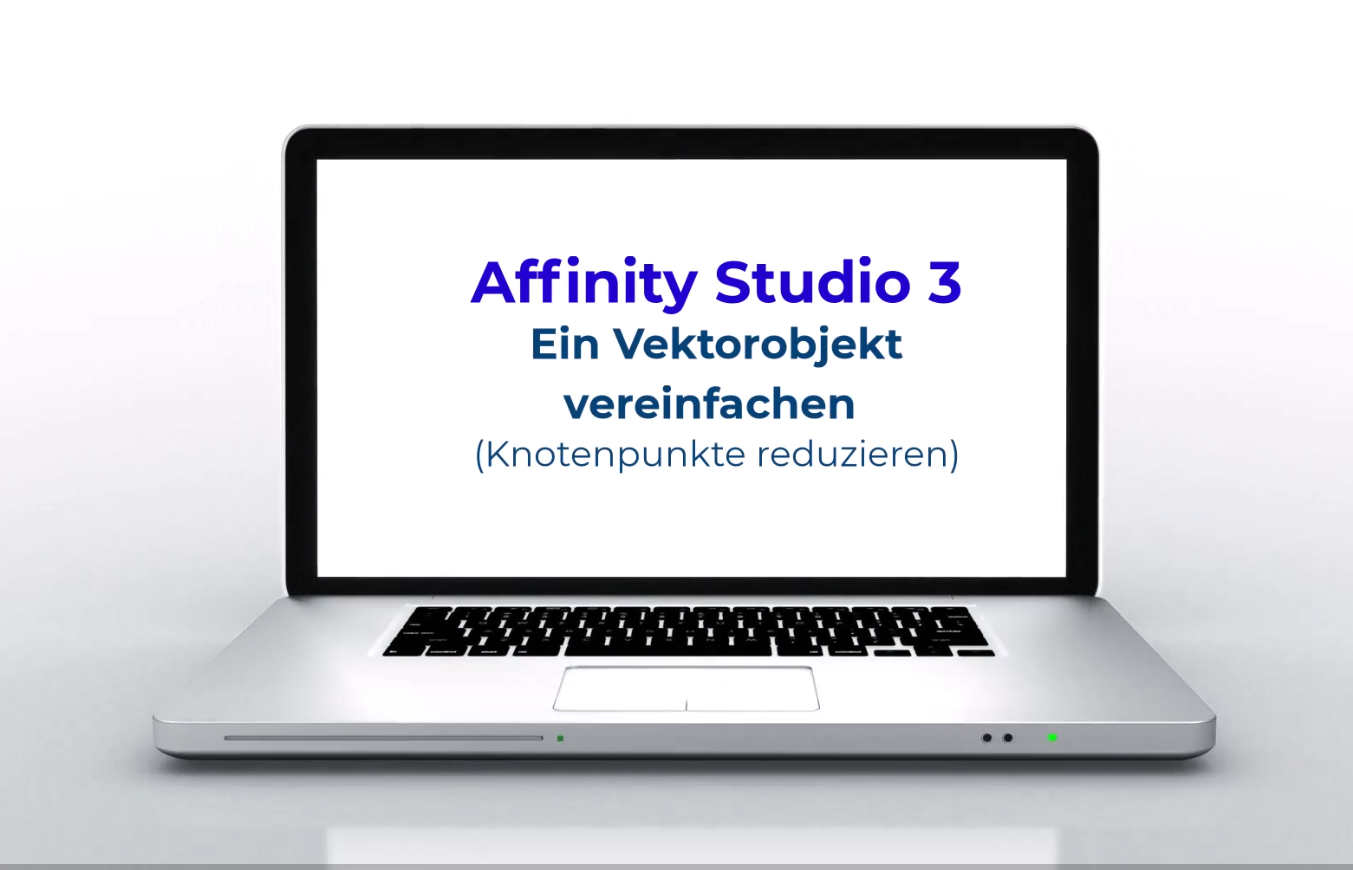 Laptop Aufgeklappt, Affinity Studio 3 Titelbild der Demo des Bild nachzeichnens